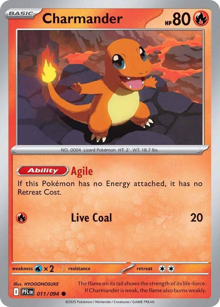 Charmander 011/094 (ME02: Phantasmal Flames)  - Reverse Holofoil | Good Games Adelaide SA