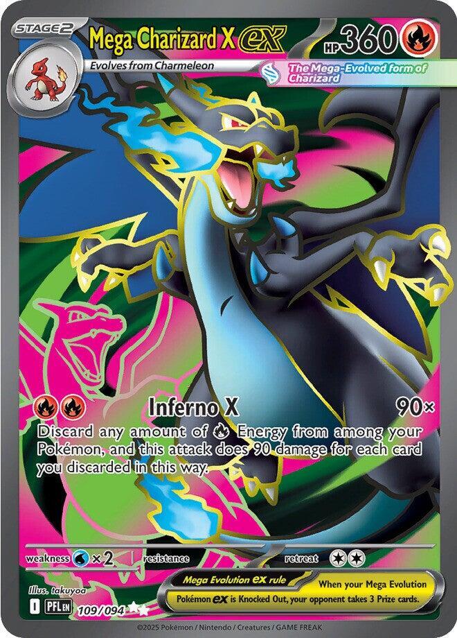Mega Charizard X ex 109/094 (ME02: Phantasmal Flames)  - Holofoil | Good Games Adelaide SA