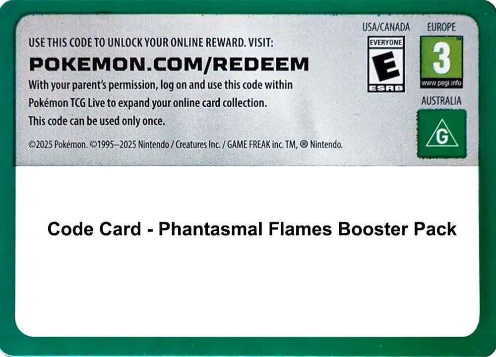 Code Card Phantasmal Flames Booster Pack  (ME02: Phantasmal Flames)  | Good Games Adelaide SA