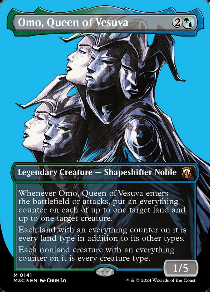 Omo, Queen of Vesuva 141/411 (Commander: Modern Horizons 3)  - Borderless Ripple Foil | Good Games Adelaide SA