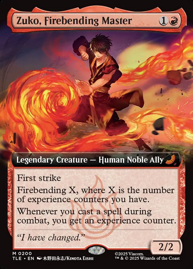 Zuko Firebending Master Extended Art 200/0 (Avatar: The Last Airbender: Eternal-Legal)  - Extended Art Foil | Good Games Adelaide SA