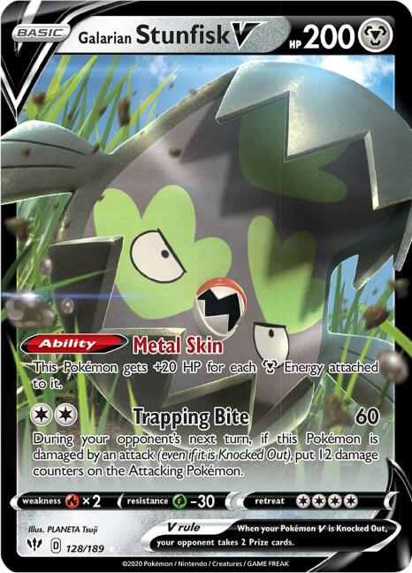 Galarian Stunfisk V 128/189 (SWSH03: Darkness Ablaze)  - Holofoil | Good Games Adelaide SA
