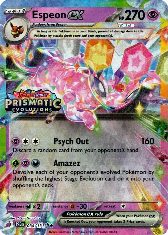 Espeon ex Prismatic Evolutions Stamp 034/131 (Miscellaneous Cards & Products)  - Holofoil | Good Games Adelaide SA