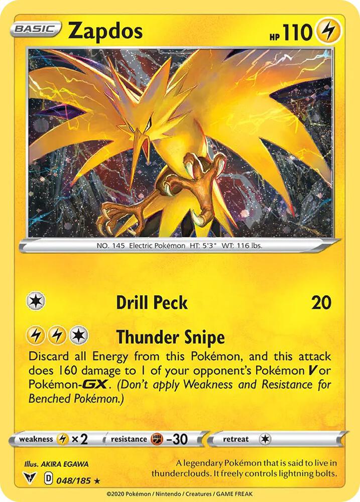 Zapdos Cosmos Holo 048/185 (Miscellaneous Cards & Products)  - Holofoil | Good Games Adelaide SA
