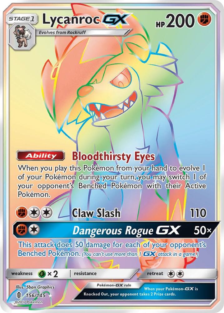 Lycanroc GX Secret 156/145 (SM - Guardians Rising)  - Holofoil | Good Games Adelaide SA