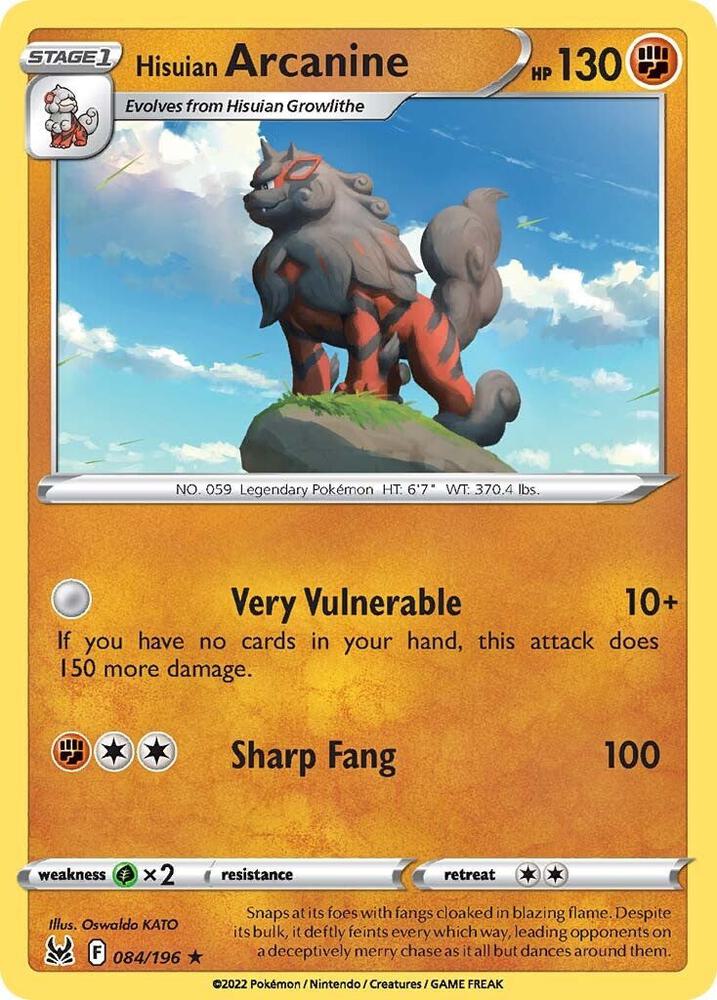 Hisuian Arcanine 084/196 (SWSH11: Lost Origin)  - Holofoil | Good Games Adelaide SA