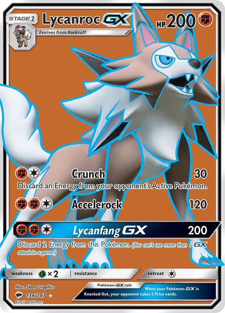 Lycanroc GX Full Art 136/147 (SM - Burning Shadows)  - Holofoil | Good Games Adelaide SA