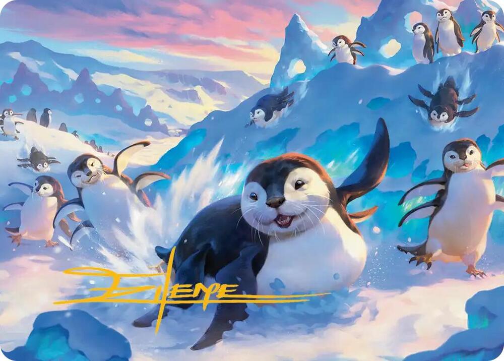 Otter Penguin Art Card Gold Stamped Signature 4 ()  | Good Games Adelaide SA