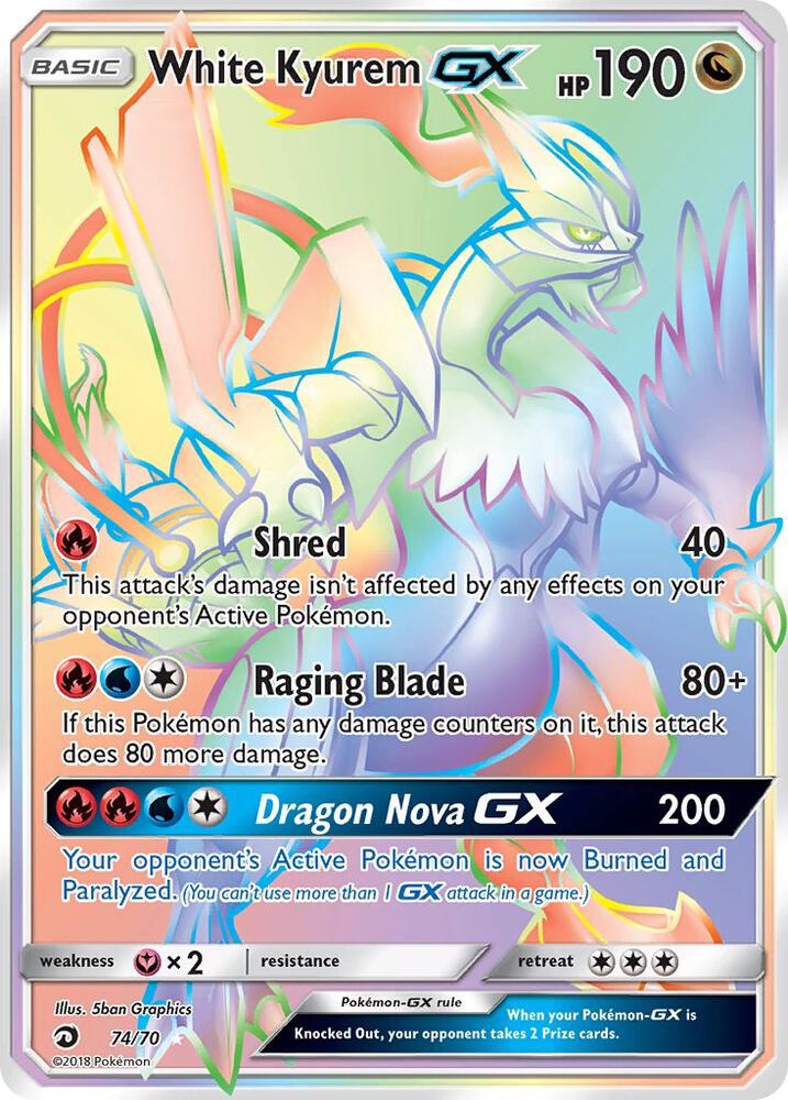 White Kyurem GX Secret 74/70 (Dragon Majesty)  - Holofoil | Good Games Adelaide SA