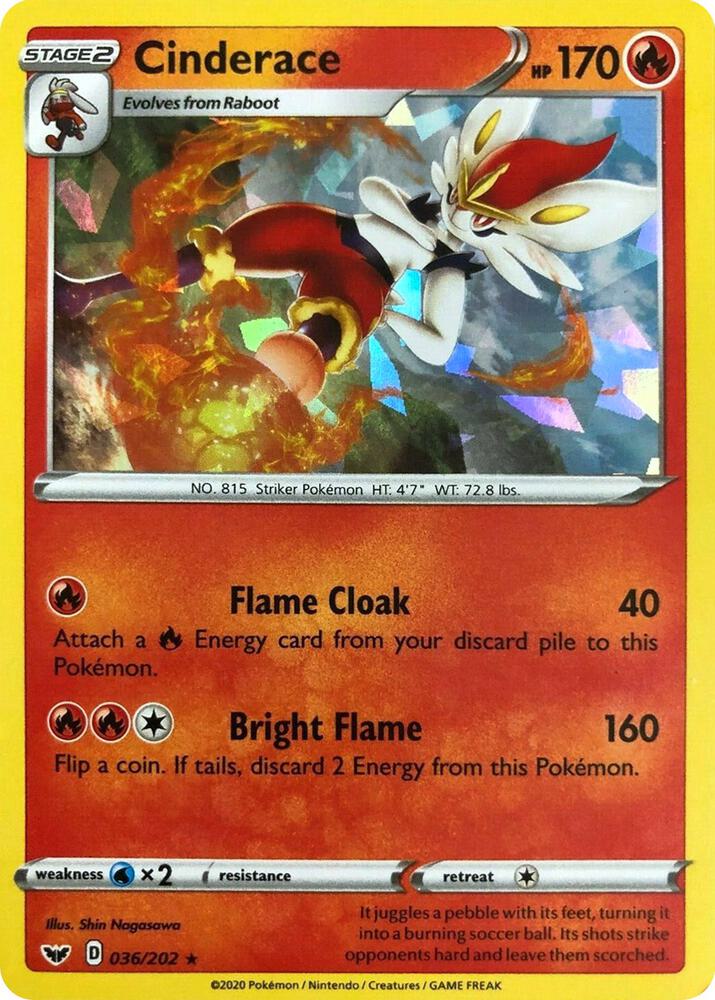 Cinderace 036 202 Cracked Ice Holo 036/202 (Deck Exclusives)  - Holofoil | Good Games Adelaide SA