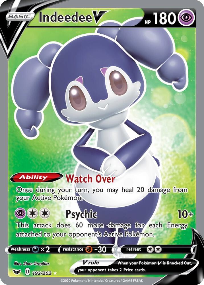 Indeedee V Full Art 192/202 (SWSH01: Sword & Shield Base Set)  - Holofoil | Good Games Adelaide SA