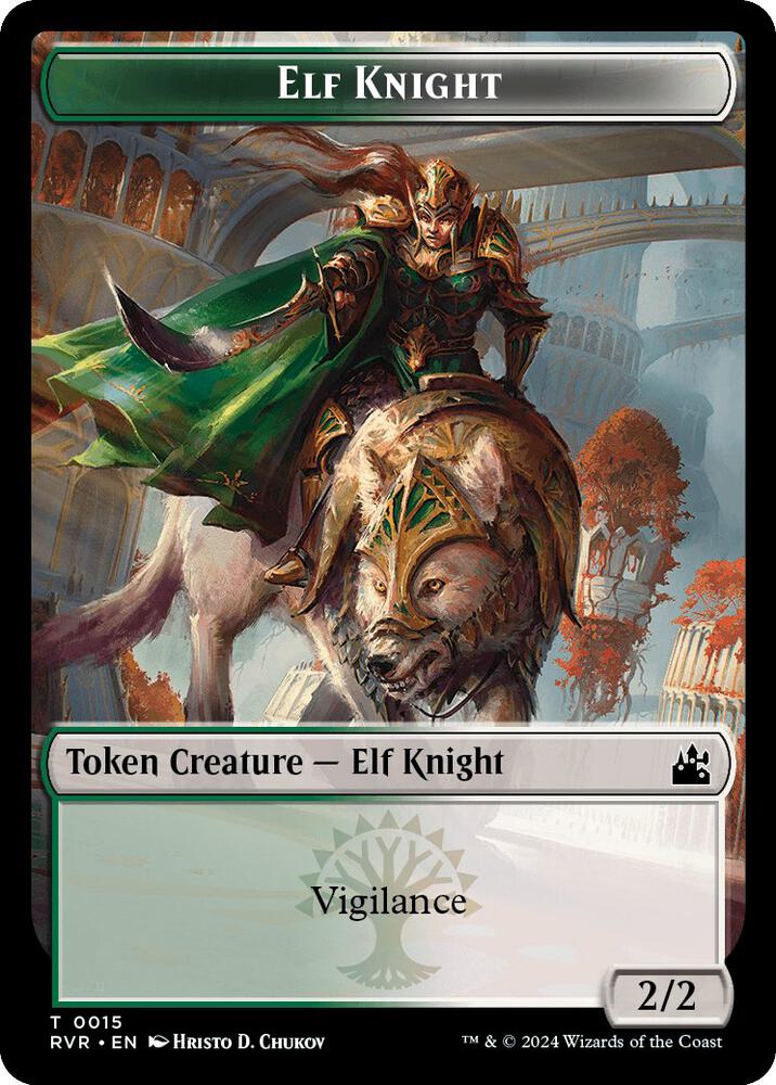 Elf Knight Rhino Double Sided Token 15 // 11 (Ravnica Remastered)  - Foil | Good Games Adelaide SA