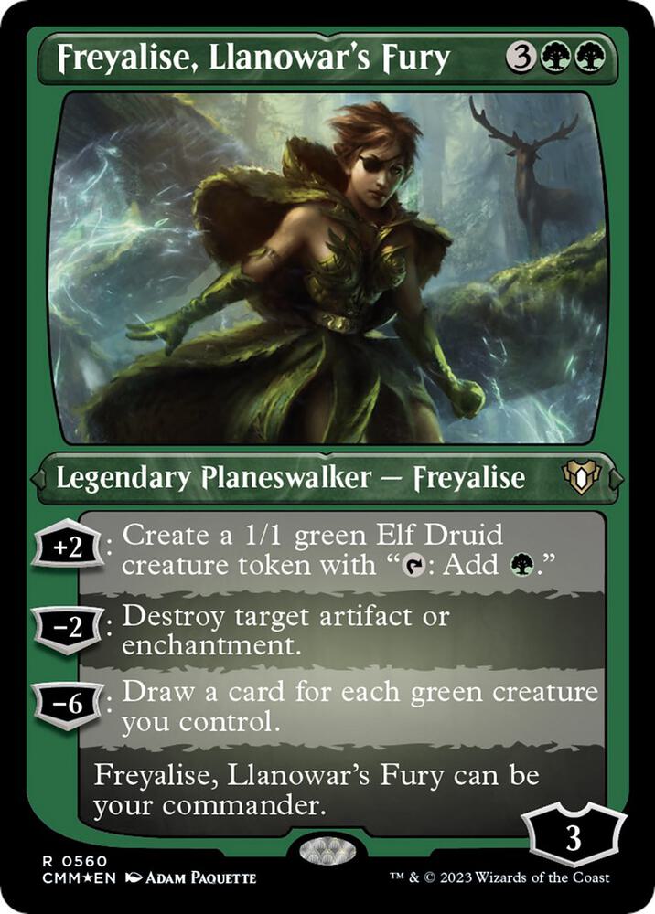 Freyalise, Llanowar's Fury 560 (Commander Masters)  - Etched Foil | Good Games Adelaide SA