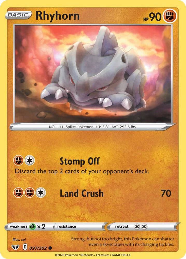 Rhyhorn 097/202 (SWSH01: Sword & Shield Base Set)  | Good Games Adelaide SA