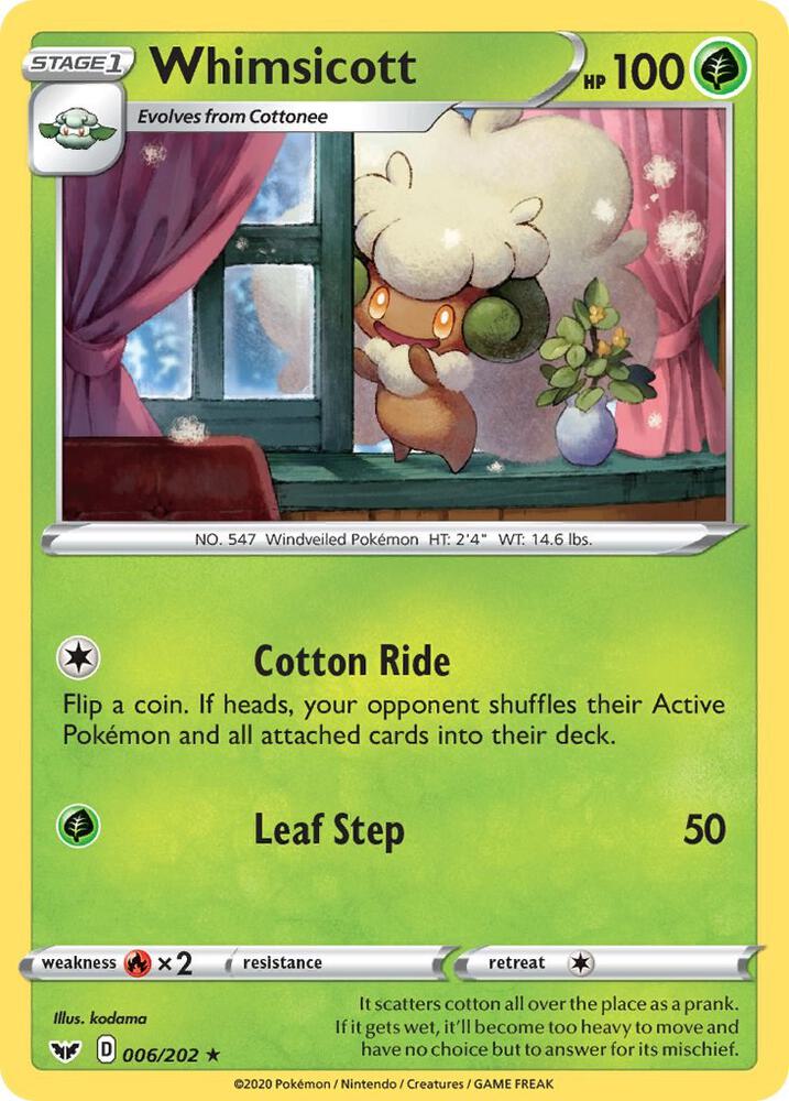 Whimsicott 006/202 (SWSH01: Sword & Shield Base Set)  | Good Games Adelaide SA