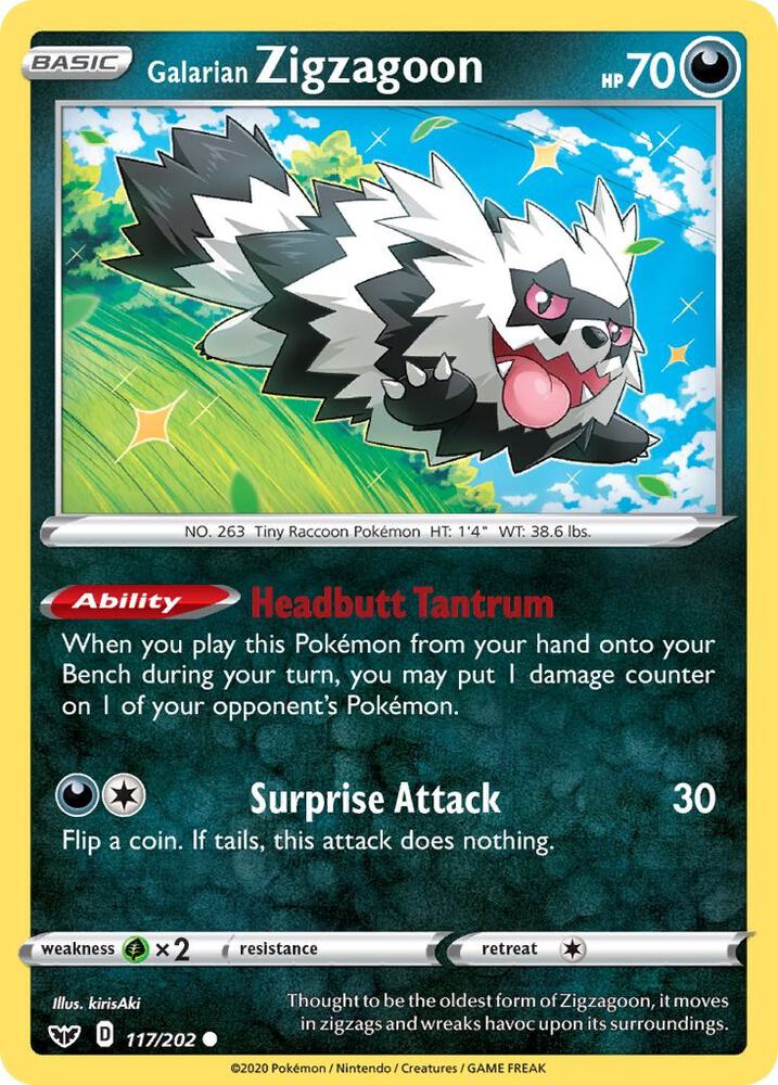 Galarian Zigzagoon 117/202 (SWSH01: Sword & Shield Base Set)  | Good Games Adelaide SA