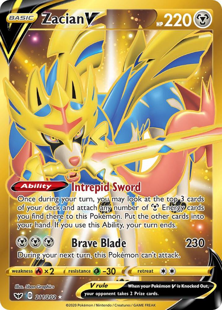 Zacian V Secret 211/202 (SWSH01: Sword & Shield Base Set)  - Holofoil | Good Games Adelaide SA
