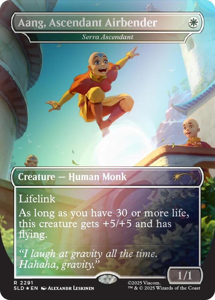 Aang Ascendant Airbender Serra Ascendant Rainbow Foil 2291 (Secret Lair Drop Series)  - Foil | Good Games Adelaide SA