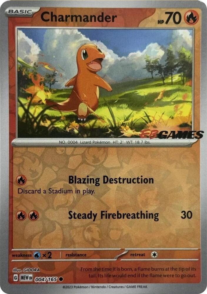 Charmander EB Games Exclusive 004/165 (Miscellaneous Cards & Products)  - Reverse Holofoil | Good Games Adelaide SA