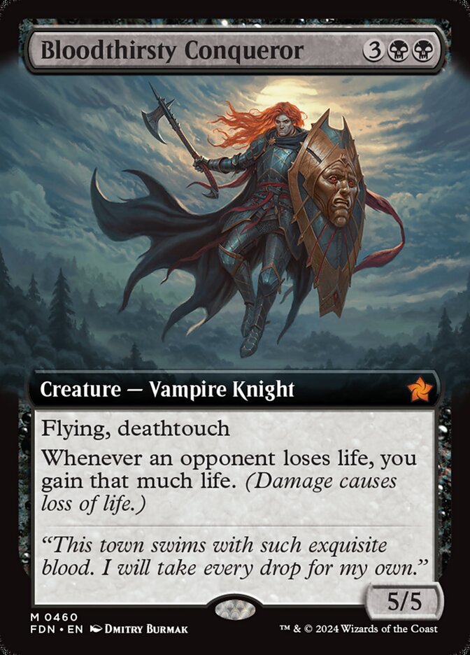Bloodthirsty Conqueror Extended Art 460 (Foundations)  - Extended Art Foil | Good Games Adelaide SA
