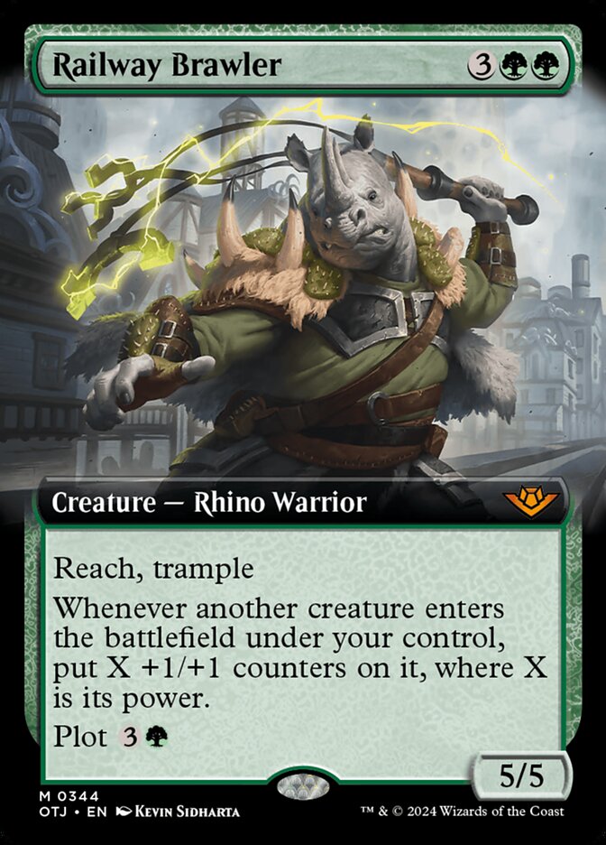 Railway Brawler 344/286 (Outlaws of Thunder Junction)  - Extended Art Foil | Good Games Adelaide SA