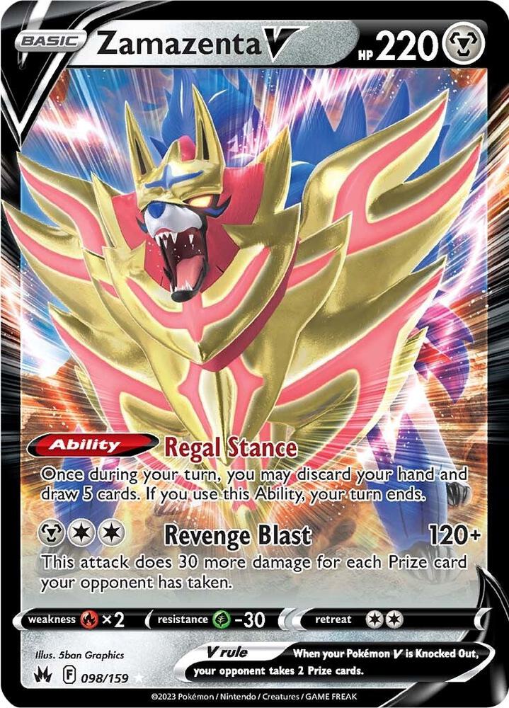 Zamazenta V 098/159 (Crown Zenith)  - Holofoil | Good Games Adelaide SA