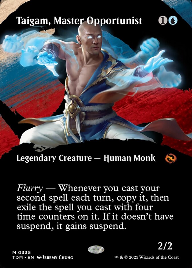 Taigam Master Opportunist Borderless 335 (Tarkir: Dragonstorm)  - Borderless Foil | Good Games Adelaide SA