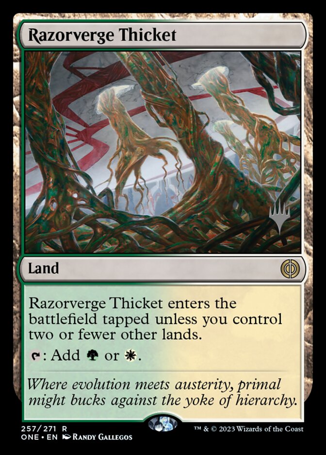 Razorverge Thicket 257 (Promo Pack: Phyrexia: All Will Be One)  | Good Games Adelaide SA