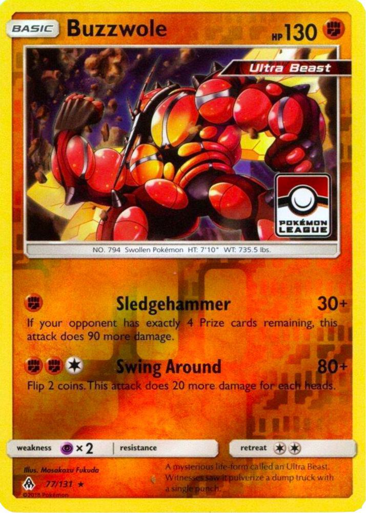 Buzzwole 77 131 Pokemon League 077/131 (League & Championship Cards)  - Reverse Holofoil | Good Games Adelaide SA