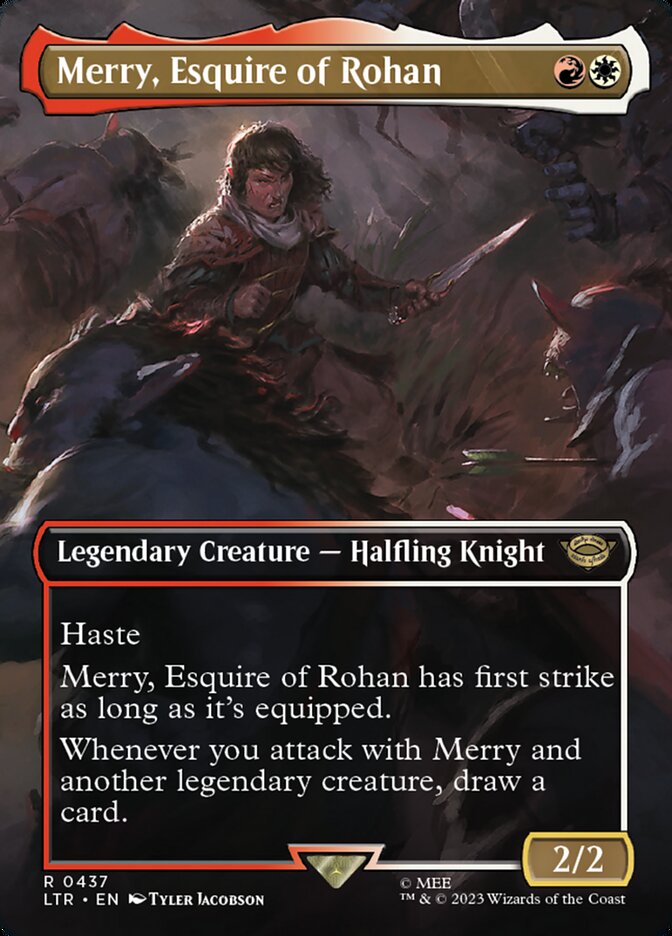 Merry, Esquire of Rohan 437 (Universes Beyond: The Lord of the Rings: Tales of Middle-earth)  - Borderless Foil | Good Games Adelaide SA