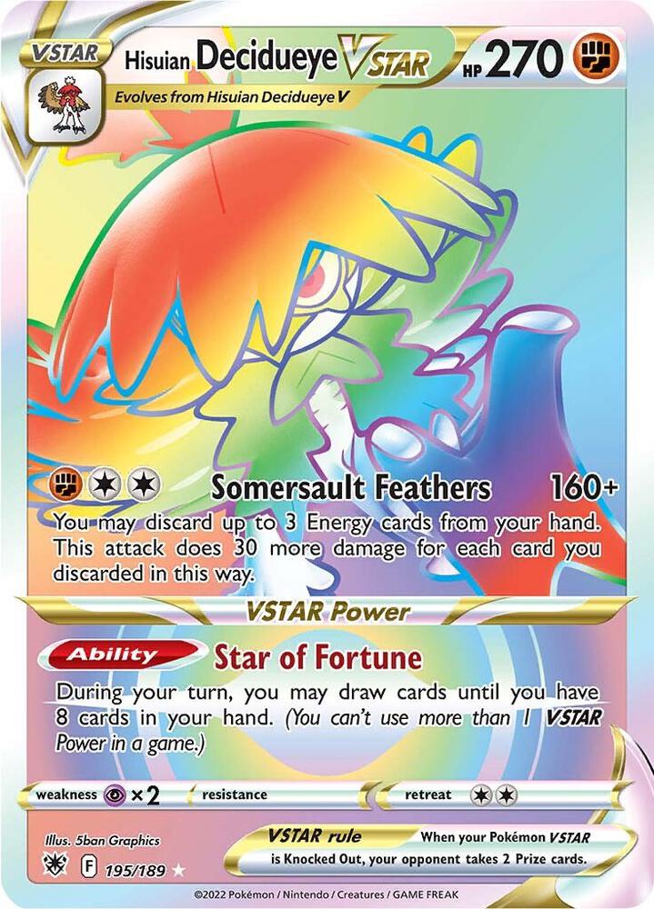 Hisuian Decidueye VSTAR Secret 195/189 (SWSH10: Astral Radiance)  - Holofoil | Good Games Adelaide SA