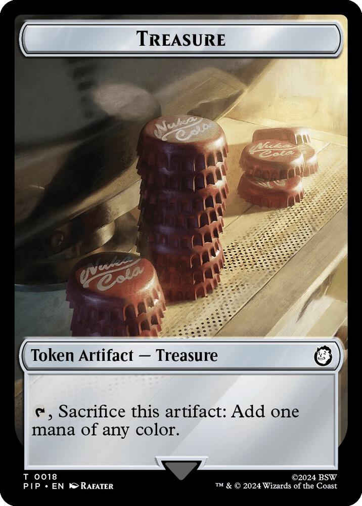Treasure 0018 Human Knight Double Sided Token 18 // 2 (Universes Beyond: Fallout)  - Foil | Good Games Adelaide SA