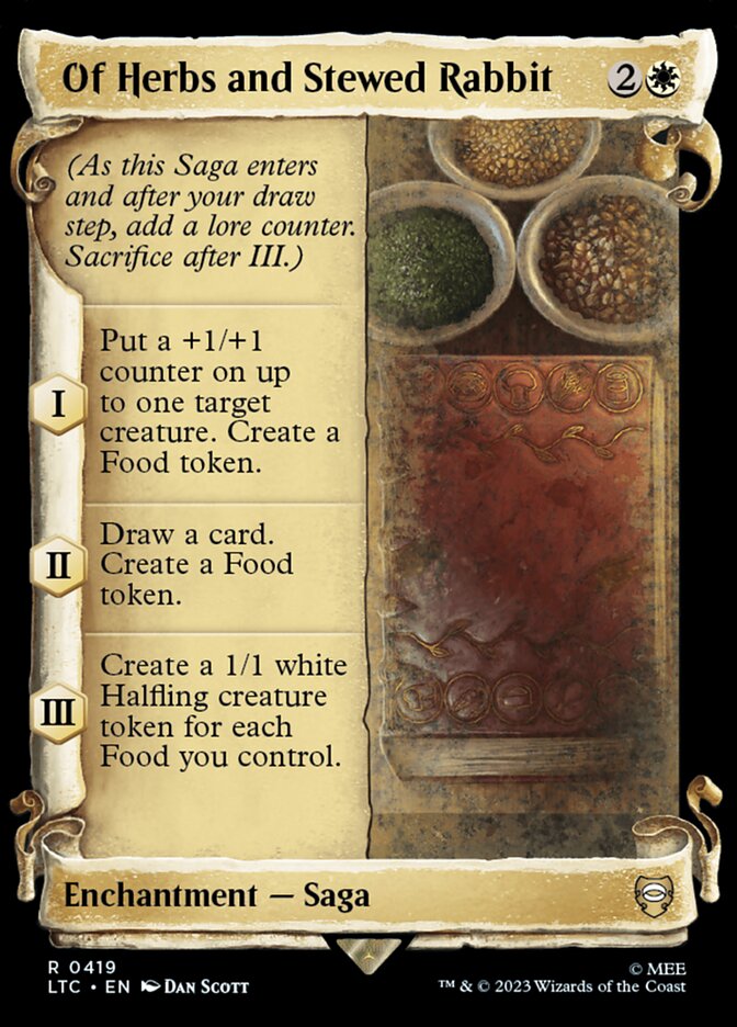 Of Herbs and Stewed Rabbit 419 (Commander: The Lord of the Rings: Tales of Middle-earth)  - Showcase Scroll Foil | Good Games Adelaide SA
