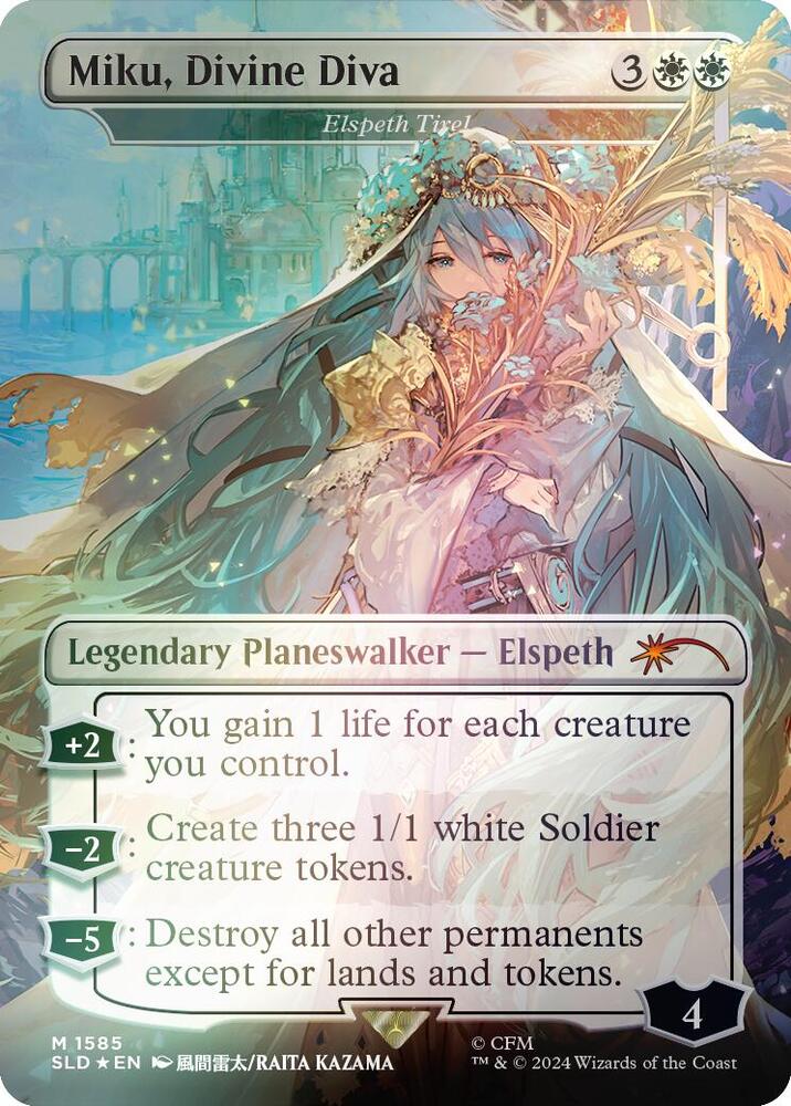Miku Divine Diva Elspeth Tirel Rainbow Foil 1585 (Secret Lair Drop Series)  - Foil | Good Games Adelaide SA