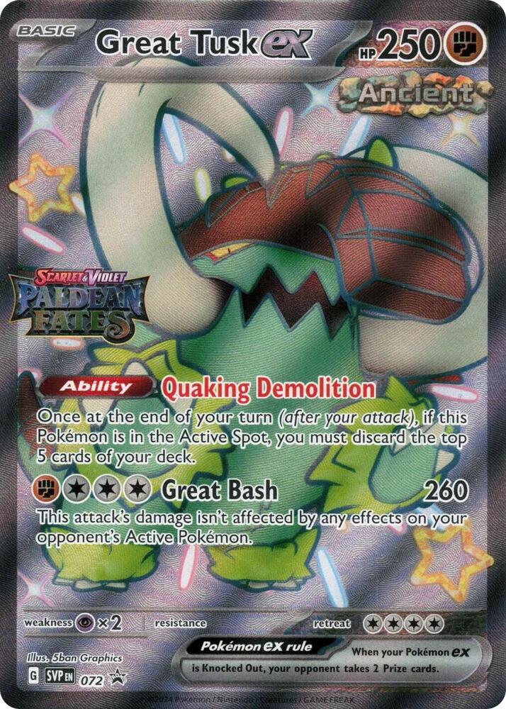 Great Tusk ex 072 Paldean Fates Stamped 072 (Miscellaneous Cards & Products)  - Holofoil | Good Games Adelaide SA