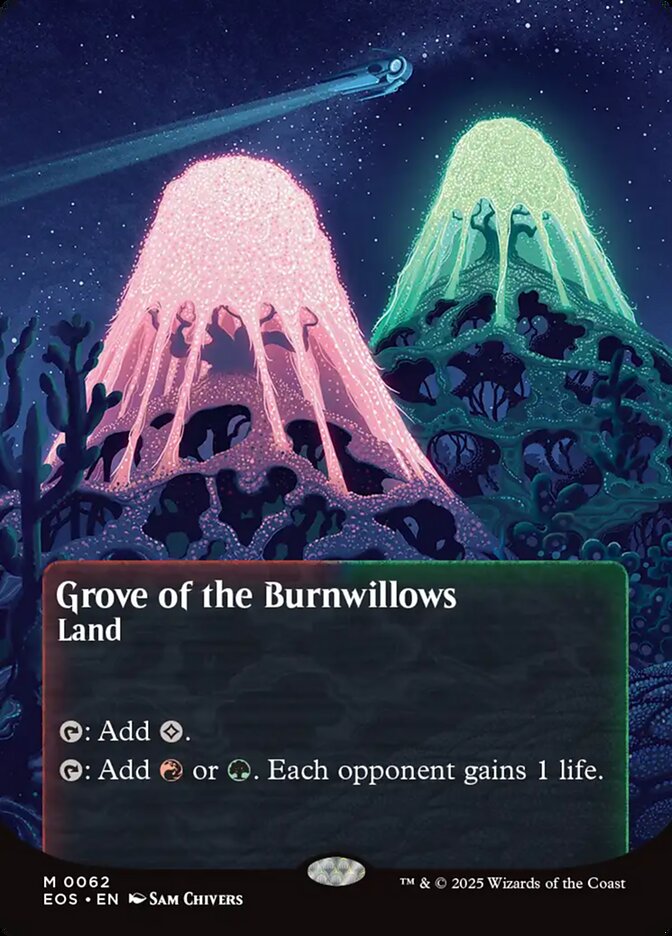 Grove of the Burnwillows 62/0 (Edge of Eternities: Stellar Sights)  - Borderless Foil | Good Games Adelaide SA