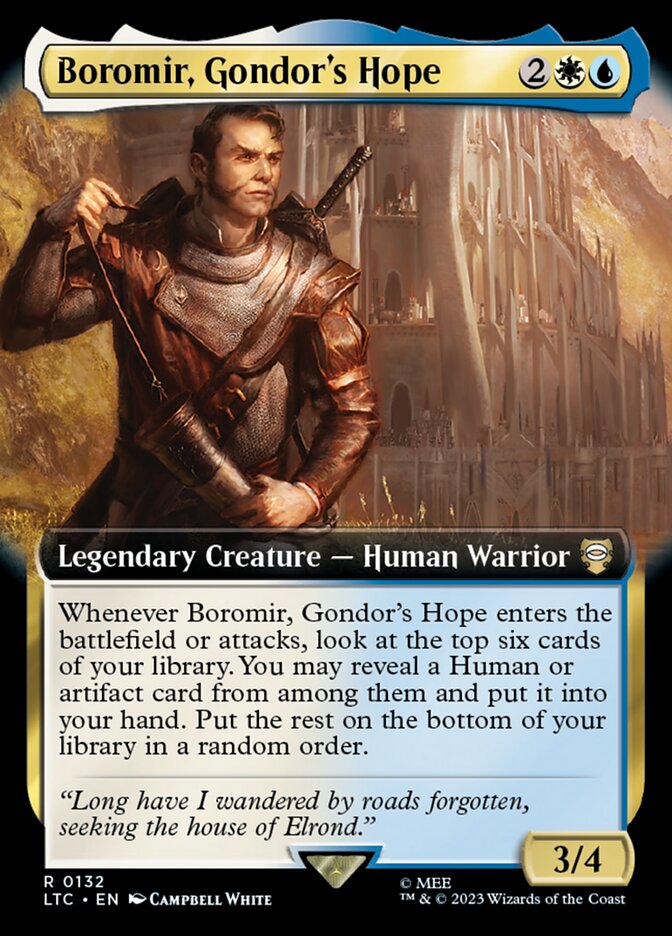Boromir, Gondor's Hope 132 (Commander: The Lord of the Rings: Tales of Middle-earth)  - Extended Art | Good Games Adelaide SA