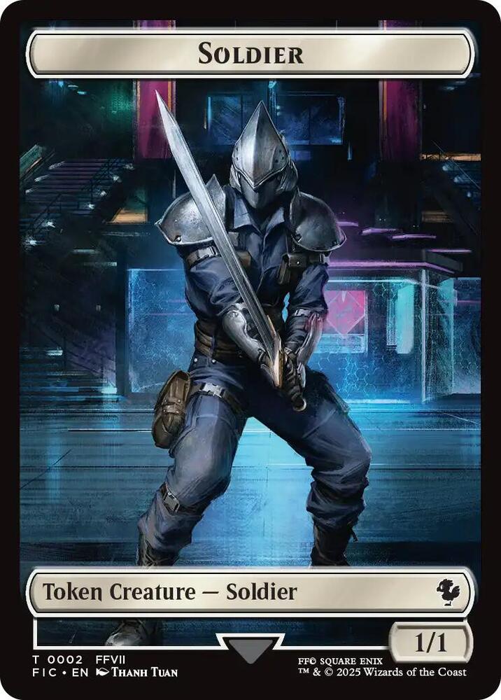 Soldier Rebel Double Sided Token 2 // 7 (Commander: FINAL FANTASY)  - Foil | Good Games Adelaide SA