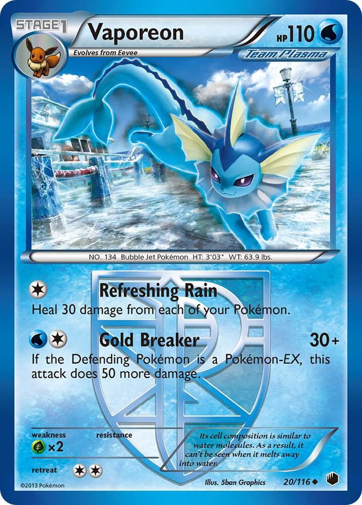 Vaporeon Team Plasma 20/116 (Plasma Freeze)  | Good Games Adelaide SA