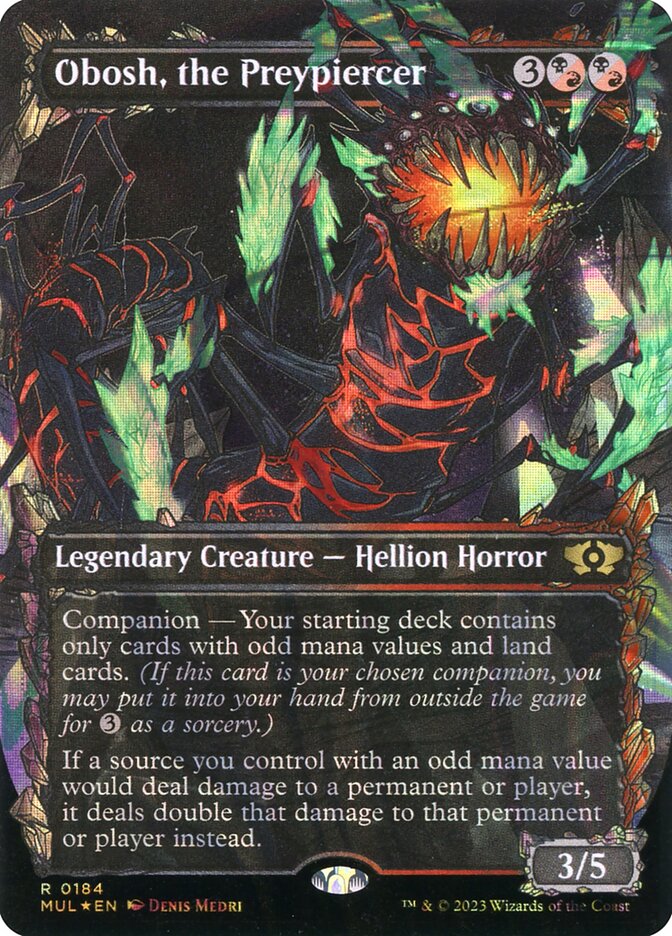 Obosh, the Preypiercer 184 (March of the Machine: Multiverse Legends)  - Borderless Halo Foil | Good Games Adelaide SA