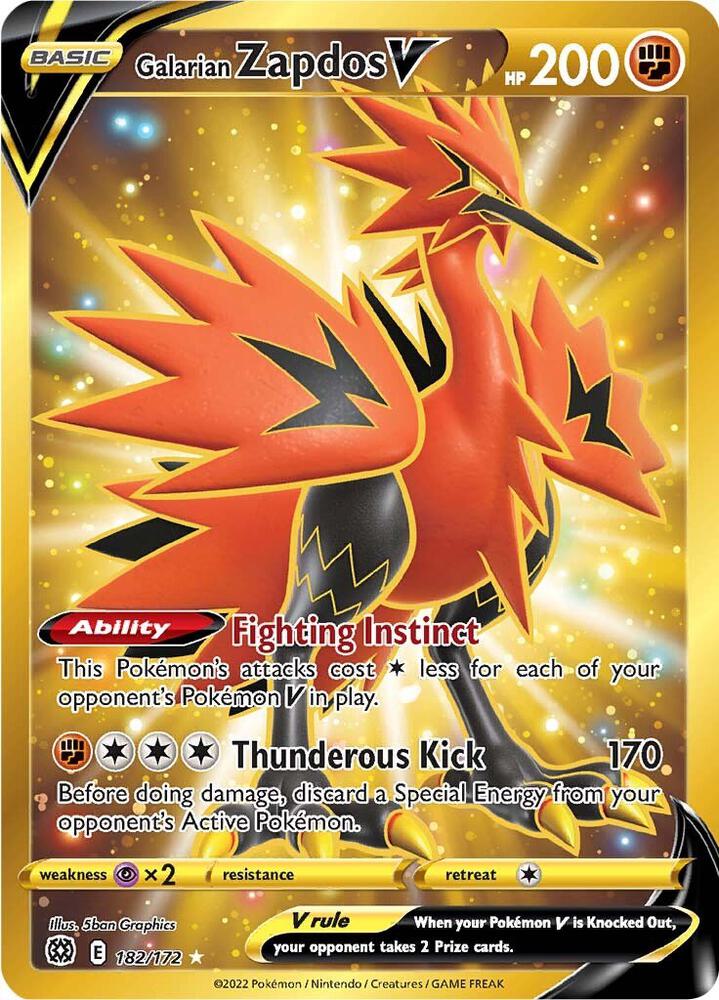 Galarian Zapdos V Secret 182/172 (SWSH09: Brilliant Stars)  - Holofoil | Good Games Adelaide SA