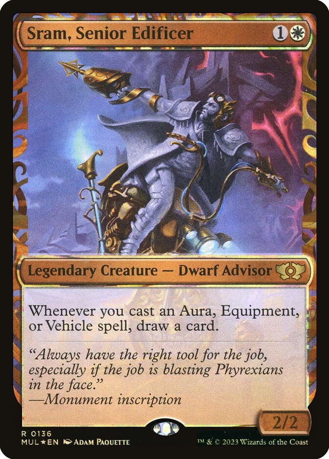 Sram, Senior Edificer 136 (March of the Machine: Multiverse Legends)  - Showcase Halo Foil | Good Games Adelaide SA