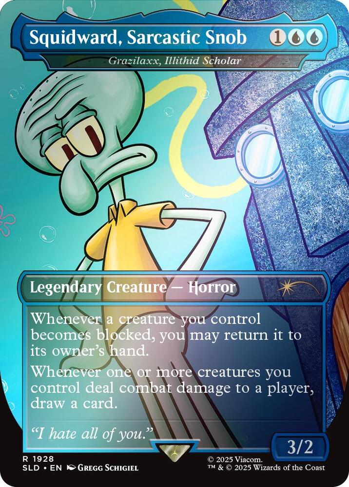 Squidward Sarcastic Snob Grazilaxx Illithid Scholar Rainbow Foil 1928 (Secret Lair Drop Series)  - Foil | Good Games Adelaide SA