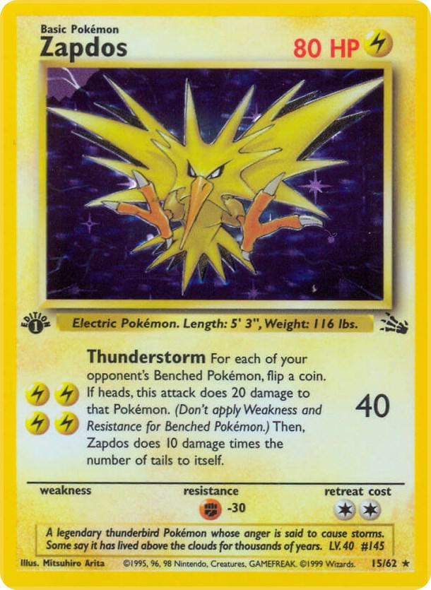 Zapdos 15/62 (Fossil)  - 1st Edition Holofoil | Good Games Adelaide SA