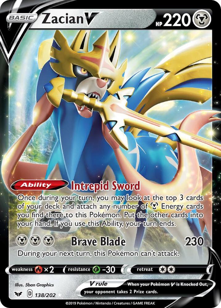 Zacian V 138/202 (SWSH01: Sword & Shield Base Set)  - Holofoil | Good Games Adelaide SA