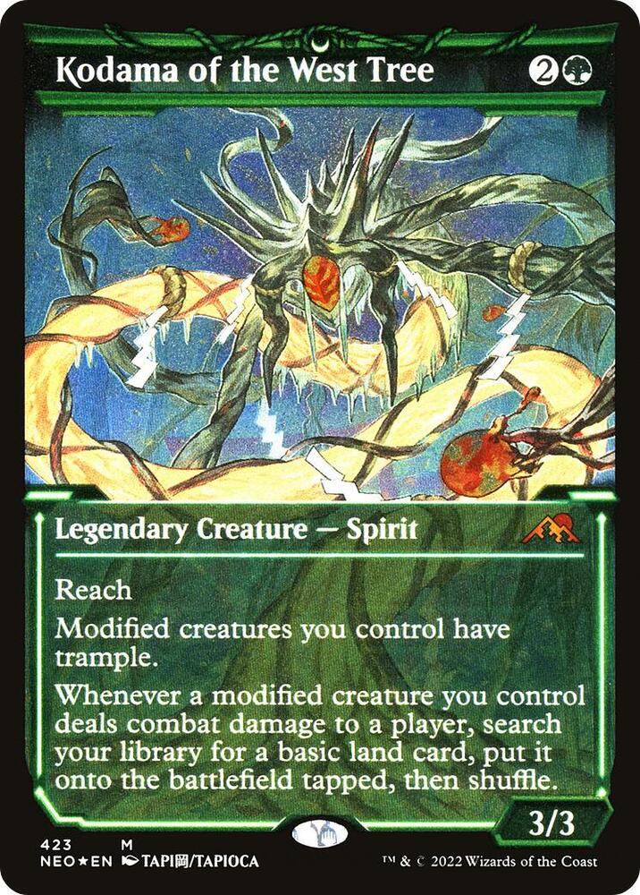 Kodama of the West Tree 423 (Kamigawa: Neon Dynasty)  - Showcase Foil Etched | Good Games Adelaide SA