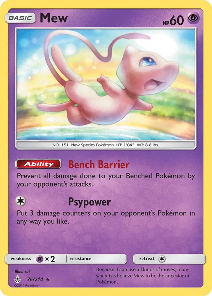 Mew 76/214 (SM - Unbroken Bonds)  - Holofoil | Good Games Adelaide SA