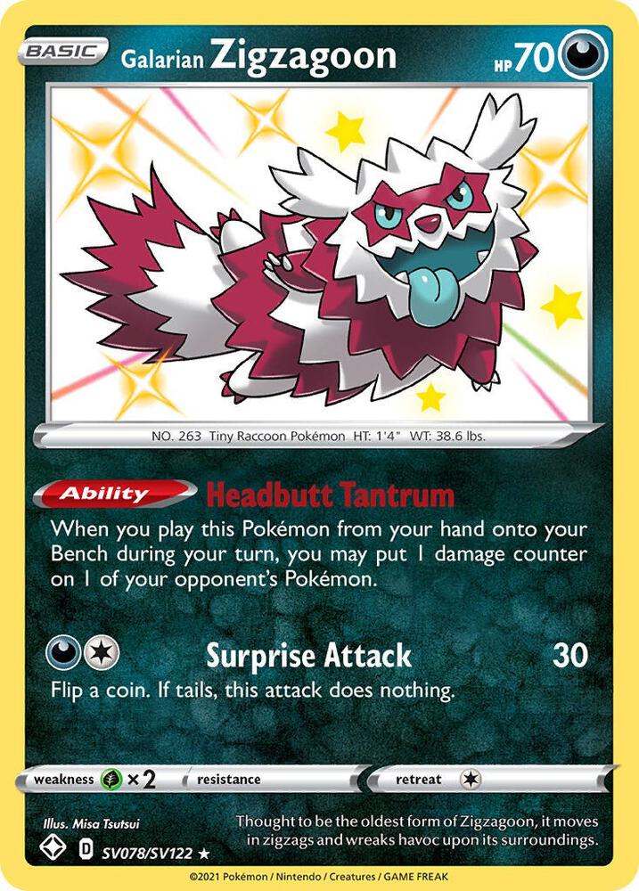 Galarian Zigzagoon SV078/SV122 (Shining Fates: Shiny Vault)  - Holofoil | Good Games Adelaide SA