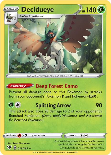 Decidueye 013/189 (SWSH03: Darkness Ablaze)  - Holofoil | Good Games Adelaide SA