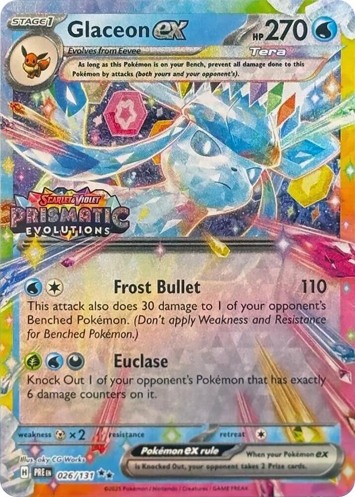 Glaceon ex Prismatic Evolutions Stamp 026/131 (Miscellaneous Cards & Products)  - Holofoil | Good Games Adelaide SA